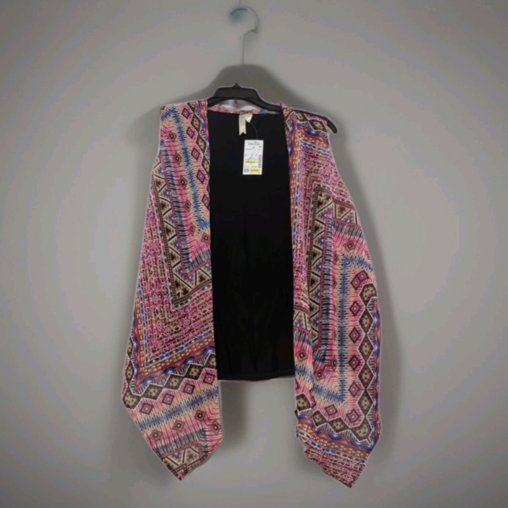 Charming Chenault Sleeveless Open Front Kimono Vest PL Multi Colors NWT USA Made - Picture 1 of 15